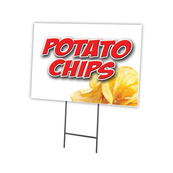 Potato Chip Yard Sign & Stake outdoor plastic coroplast window, C-1824-DS-Potato Chip